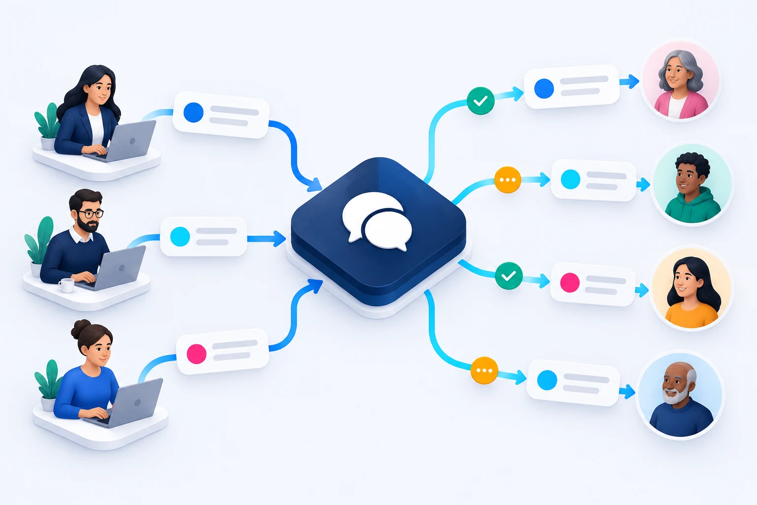 A shared communications hub connecting a team with the people they support.