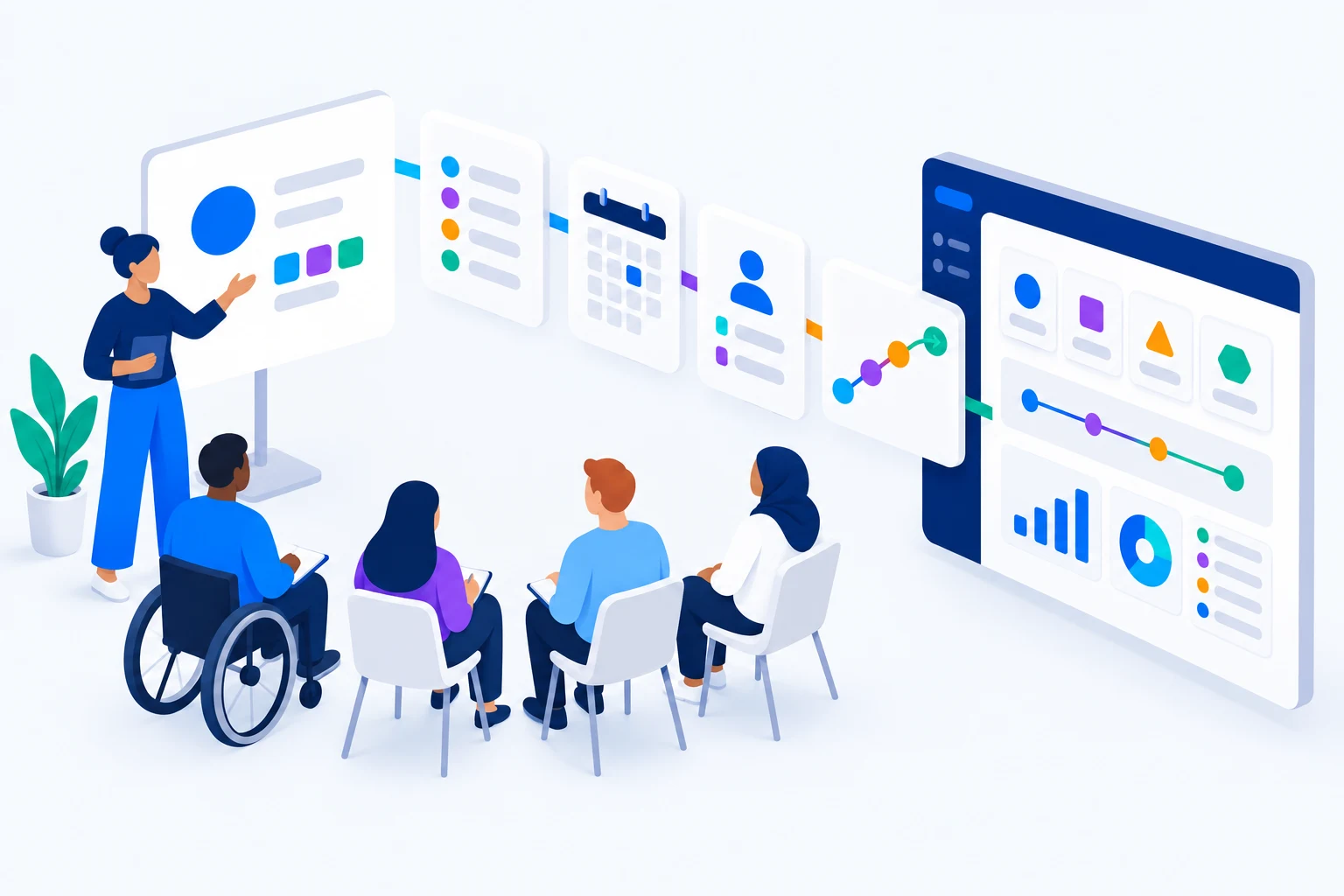 Professional adult training activity connected to structured software and reporting.
